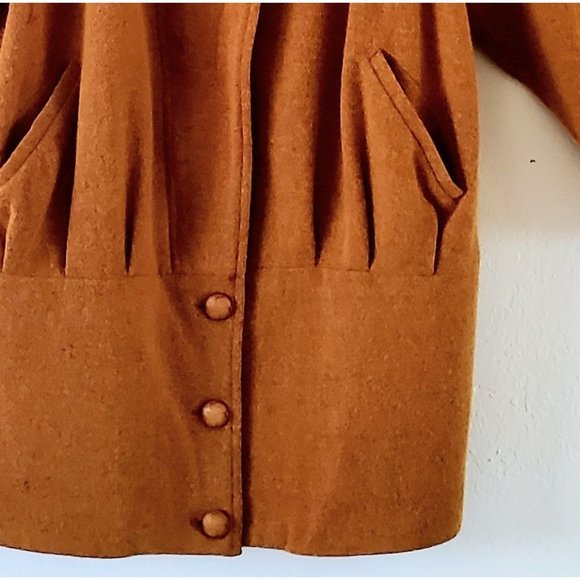 80's Mustard Yellow Wool Jacket, Slightly Distressed Jacket, Size 8 Medium - Picture 12 of 15